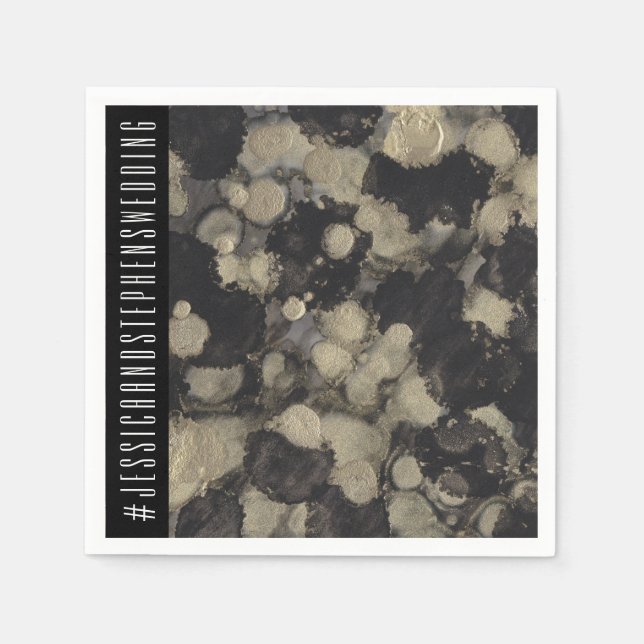 Bröllopsstandard servett Nyanser av Guld och Svart (Framsidan)