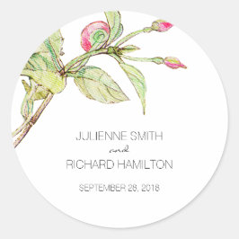 Bröllopsstiftare för Bohemian Stil Blommigt Runt Klistermärke