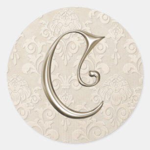 Bröllopsstiftare i silver - brev C Runt Klistermärke