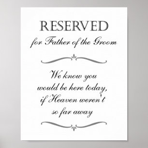 Bröllopsstol reserverad för minnesgudfadern poster