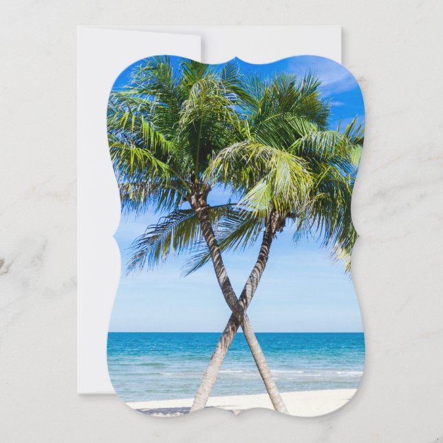 Bröllopsstrand Palmer Träd Ödets Öde Inbjudningar (Framsida)