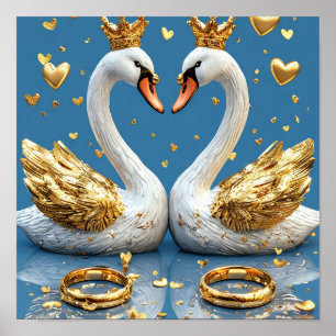 Bröllopssvanar Romantisk scen 🦢💖☁️✨ Poster