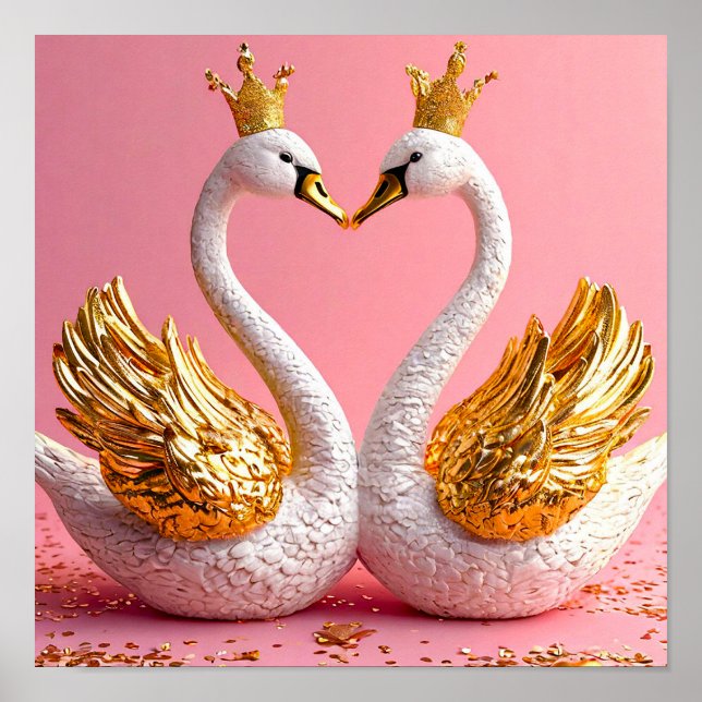 Bröllopssvanar Vita Nådefulla Kärlek 🦢🤍✨ Poster (Framsidan)