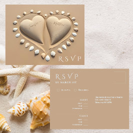 Bröllopssvar på strand - Sand Hearts Vykort