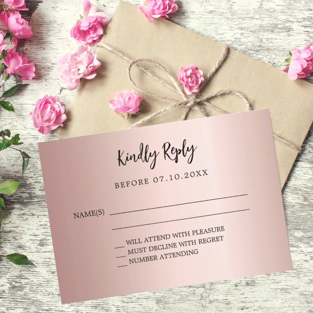 Bröllopssvar rosa guld RSVP-kort OSA Kort (Skapare uppladdad)