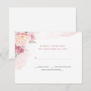 Bröllopssvarskort   Blush och blommor Inbjudningar