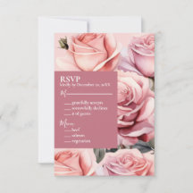 Bröllopssvarskort med rosa rosor