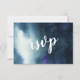 Bröllopssvarskort Navy Blue Gold med måltidsval OSA Kort