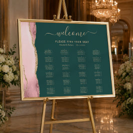 Bröllopställning i Rosa Guld Agat Smaragdgrön Poster