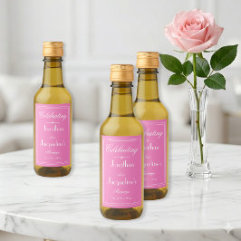 Bröllopstårt Celebrating Marriage Elegant Rosa & V Vinetikett
