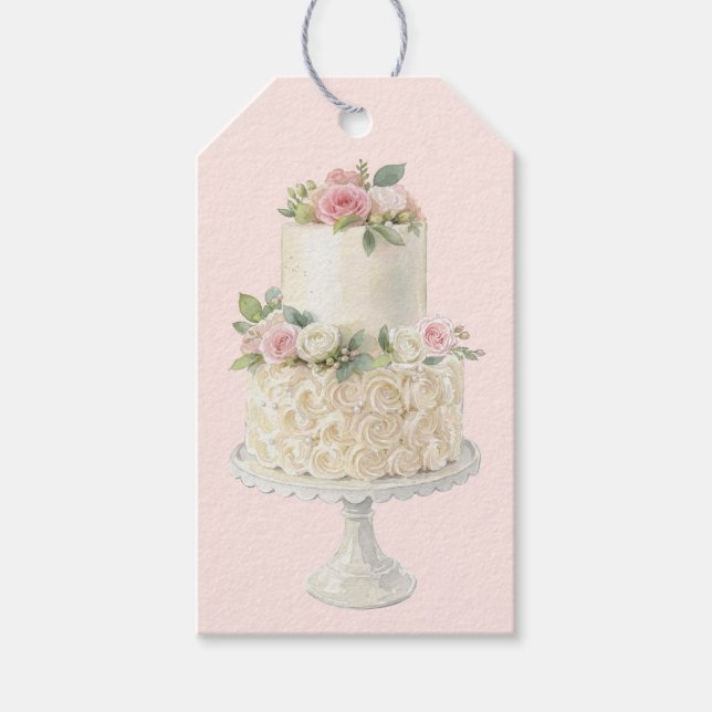 Bröllopstårta Blush Presentetikett (Framsidan)