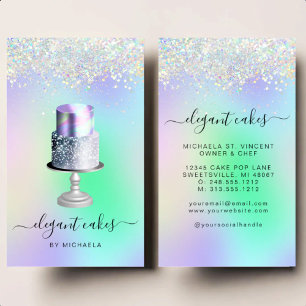 Bröllopstårta Holografisk Glitter Bageri Visitkort