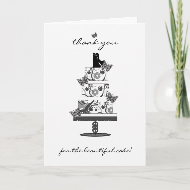 bröllopstårta tackkort - tack för att du var (Framsida)