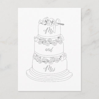 Bröllopstårtsdesign Mr & Mrs Vykort