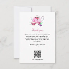 Bröllopste Bröllopsdusch Tekröks QR-kod Tack Kort