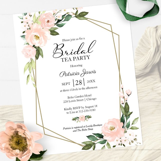Bröllopste Invitation med Blush Blommor Budget (Skapare uppladdad)