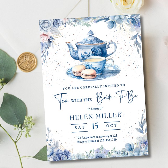 Bröllopste-partajinvitation, Bröllopsbrunch Blå Inbjudan (Skapare uppladdad)