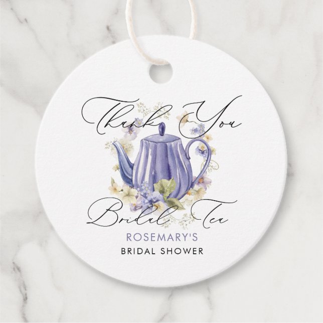 Bröllopste Purple Teapot Bröllopsfest  Gåvor Etiketter (Framsida)