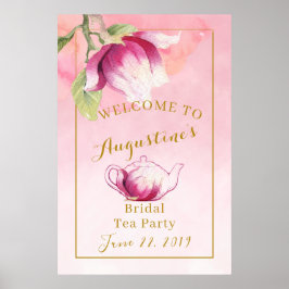 Bröllopste Rosa Magnolia Välkomstskylt Poster