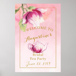 Bröllopste Rosa Magnolia Välkomstskylt Poster