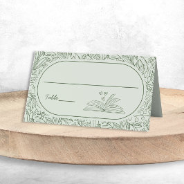 Bröllopstema Floral Salvia Grön Bridal Shower Placeringskort