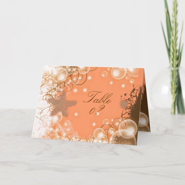 Bröllopstema strand ~ bord sittning 2 placering tack kort (Framsida)