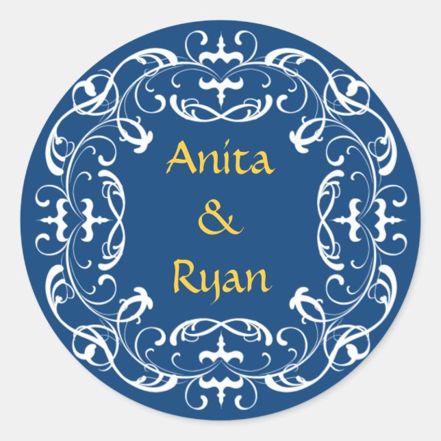 Bröllopstickers - Romantik Runt Klistermärke (Framsida)