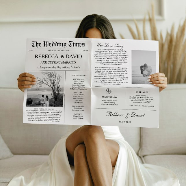 Bröllopstidning The Newlywed Post tidningar Kort (Skapare uppladdad)