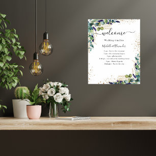 Bröllopstidsplan eukalyptus grönska poster