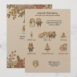 Bröllopstidsplan Inbjudan Rustik Handritad Kraft