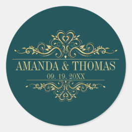 Bröllopstiftare för bensinGrönt Ram Personlig Runt Klistermärke