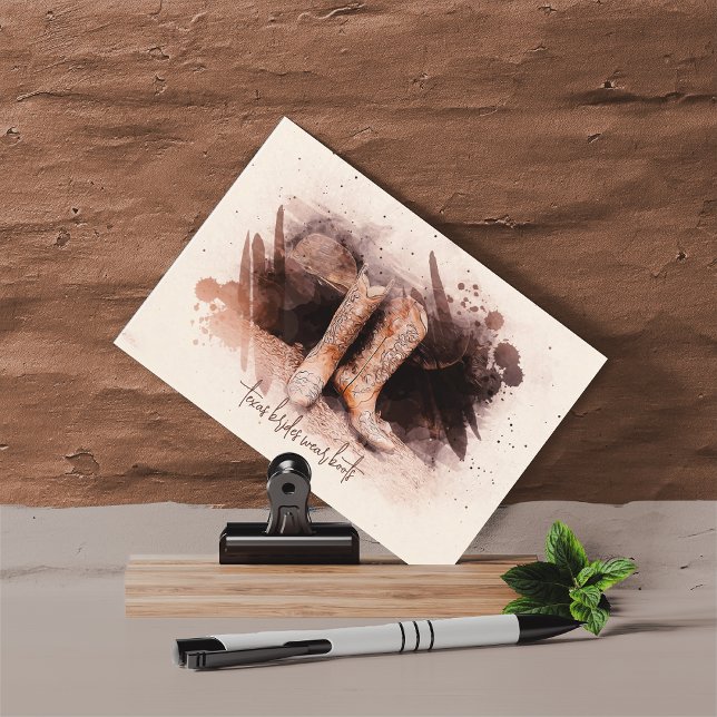 Bröllopstövlar vid vedstapeln Vattenfärg Vykort (Skapare uppladdad)