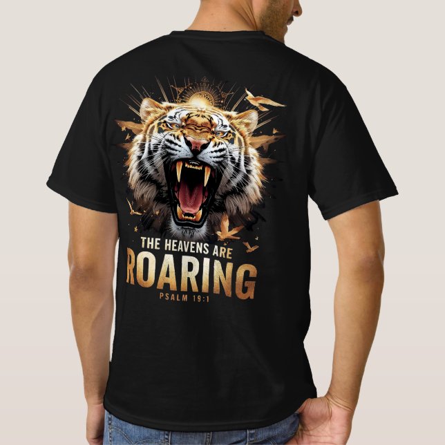 Bröllopstruende Psalm 19:1 Tiger Kristet Grafiskt T Shirt (Baksida)