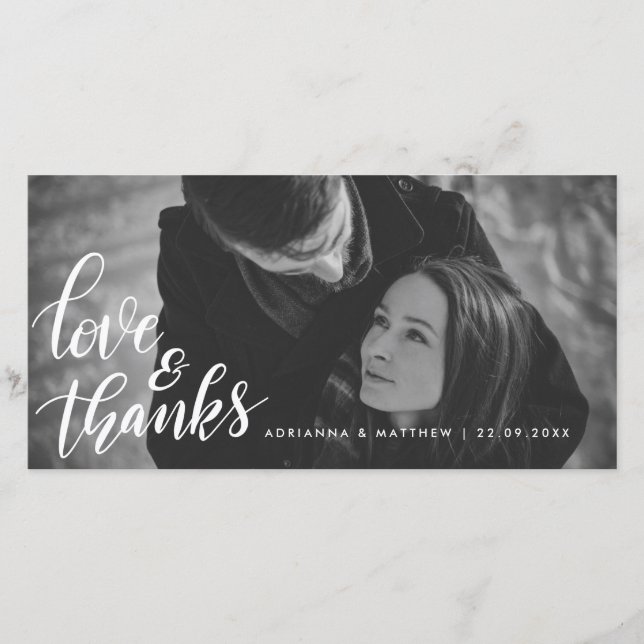 Bröllopstypsnitt Kärlek Och Tacksamhet | Parfoto Tack Kort (Framsida)
