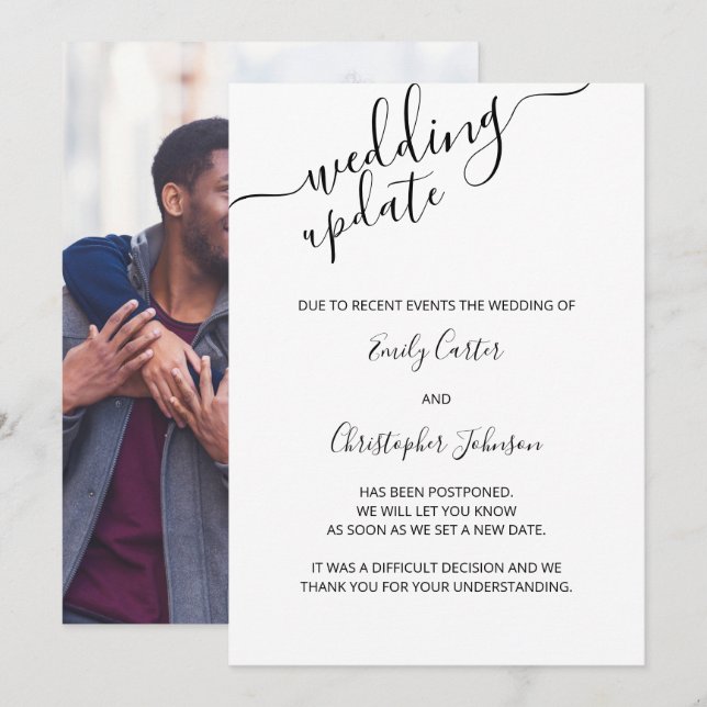 Bröllopsuppdatering Anpassad bild Elegant uppskjut Inbjudningar (Fram/baksida)