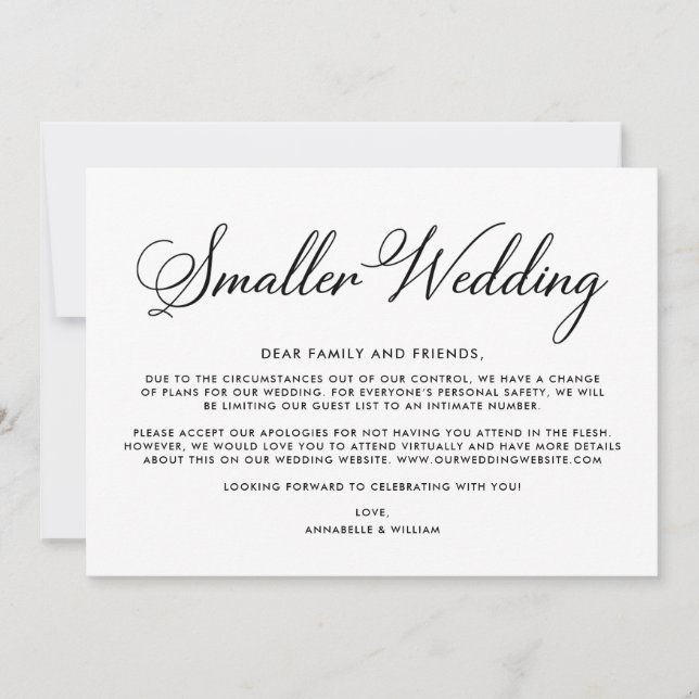 Bröllopsuppdatering | Mindre bröllop Meddelande (Framsida)