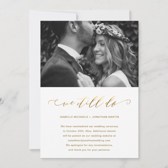 Bröllopsuppskjutande Falskt Guld Vi Gör Fortfarand Meddelande (Framsida)