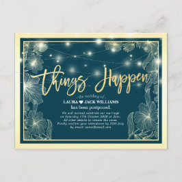 Bröllopsuppskov Guld Blommor Saker Händer Meddelande Vykort