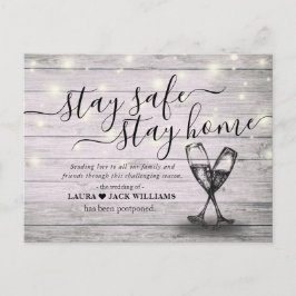 Bröllopsuppskov Stanna Hemma Var Säker Champagne Meddelande Vykort