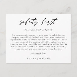 Bröllopsuppskov Typografi Säkerhet först COVID Meddelande Vykort