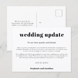 Bröllopsuppskov  Uppdatering Typografisk Svart Vit Meddelande Vykort