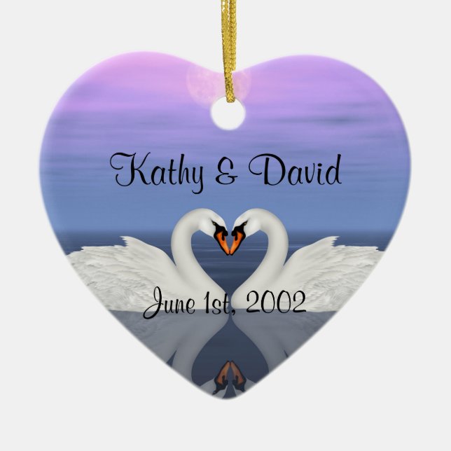 Bröllopsvanar Julgransprydnad Keramik (Framsidan)