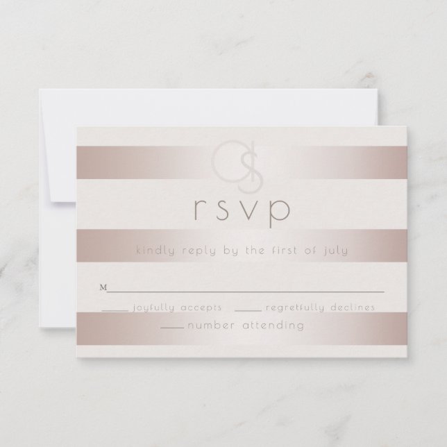 Bröllopsvar |  Elegant Modern Rosa Pärlränder OSA Kort (Framsida)