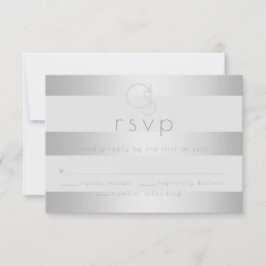 Bröllopsvar | Lysande Silverränder Monogram OSA Kort
