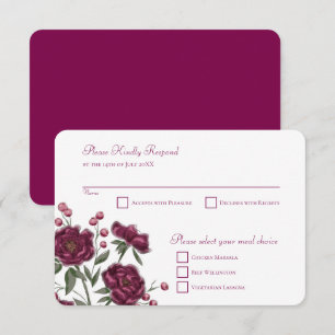 Bröllopsvar svar Maroon Rose Inbjudningar