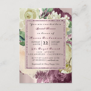 Bröllopsvattenfärg Marsala Vit Blommig Rosguld Inbjudningar