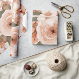 Bröllopsvattenfärgrosor blommig beige söt snygg presentpapper