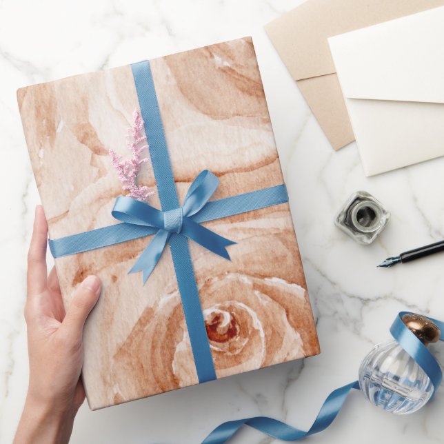 Bröllopsvattenfärgrosor modern beige fest presentpapper (Gifting)