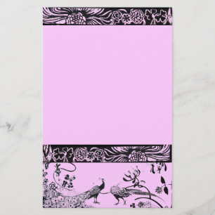 BRÖLLopSVÄxTAR SVARTA OCH ROSA Brevpapper