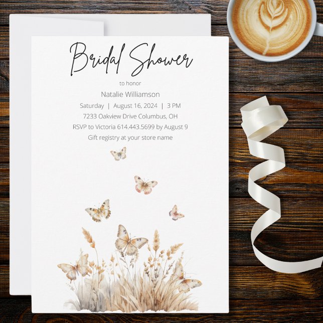 Bröllopsvildblommor med Fjärilar  Inbjudningar (Skapare uppladdad)